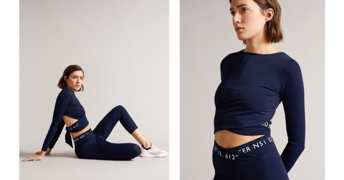 Hauts Ted Baker Activewear Long Sleeve Bleu Foncé Femme | ZLQ-19875693